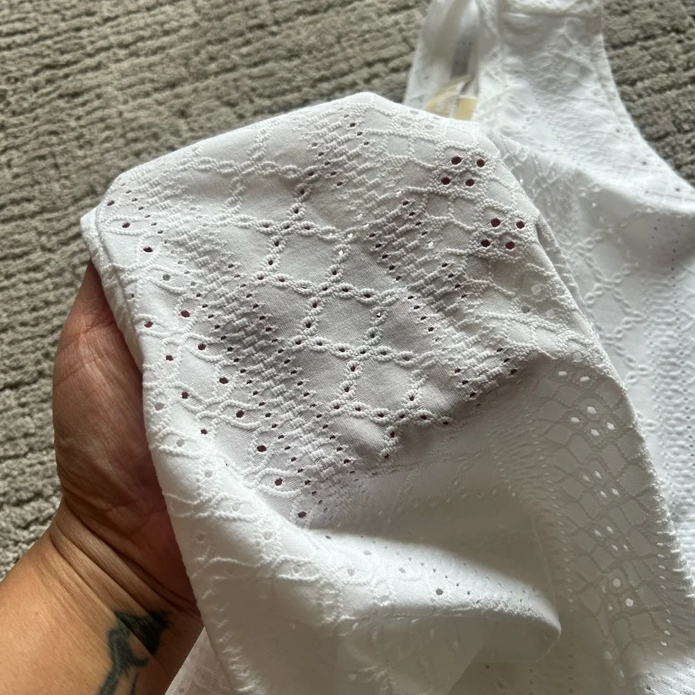 Michael Kors White Eyelet Sleeveless Top